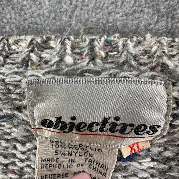 Vintage Objectives Knit Cardigan Sweater Women's X-Large Gray Granny V-Neck - Picture 3 of 7